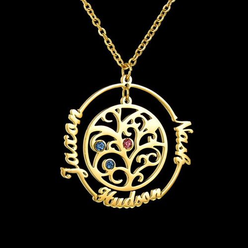 Collier Avec Arbre De Vie Personnalisé Pour Femme, En Acier Inoxydable, Doré, Cadeau De Noël