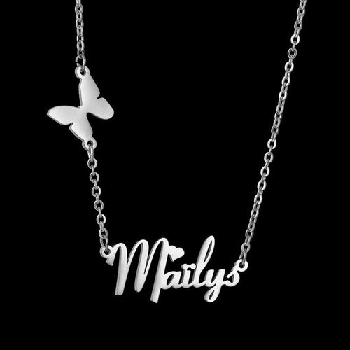 Collier À Pendentif Papillon En Acier Inoxydable Doré Pour Femmes, Bijoux Personnalisés, Ras Du Cou À La Mode