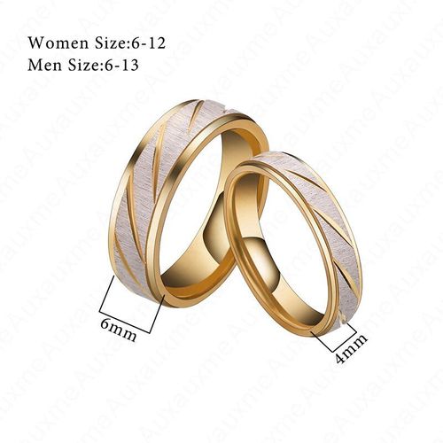Bagues De Couple En Titane Et Acier Pour Amoureux, Motif Ondulé Doré, Bague De Promesse De Mariage Pour Femmes Et Hommes, Bijoux De Fiançailles, Cadeau De Fête
