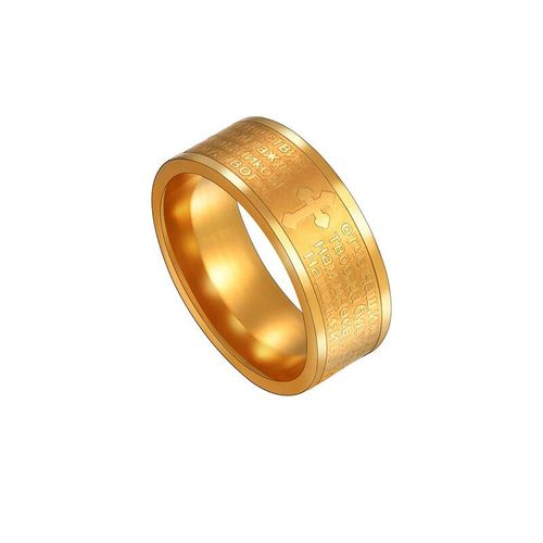 Bague De Prière Du Seigneur En Or Et Acier Titane, Anneau Croisé Avec Écritures Russes De 8mm Pour Femmes Et Hommes, Bijoux Chrétien