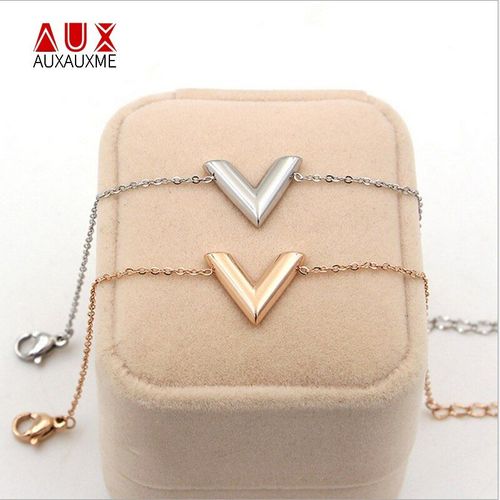 Bracelet En Forme De V Pour Fille Et Garçon, En Acier Inoxydable, Couleur Or, Cadeau Boule