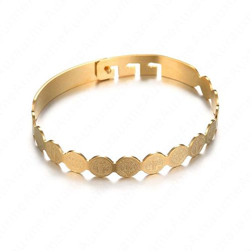 Bracelet Religieux En Acier Inoxydable Pour Femme, Bijou En Or, Rose Et Chrétien, Cercle De Médaille, Jésus