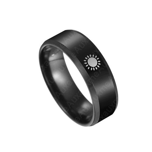 Bague De Soleil Noire 8mm Pour Hommes, Bijoux En Titane Et Acier Inoxydable, Bandes De Mariage, Bagues Punk, Vente En Gros