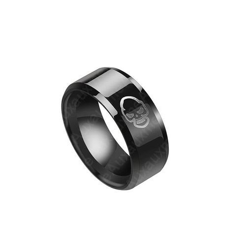 Bague Punk Squelette En Acier Inoxydable Noir Pour Hommes, Anneau De Motard, Bijoux Cadeau