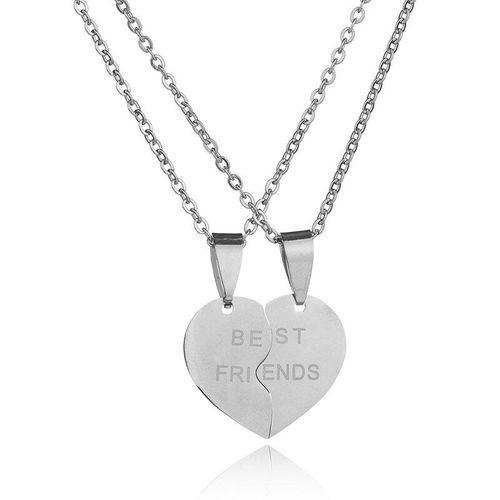 Collier Pour Meilleur Ami, En Acier Inoxydable, Avec Nom, Date, Identification, Coeur, Cadeau D'anniversaire, 1 Paire