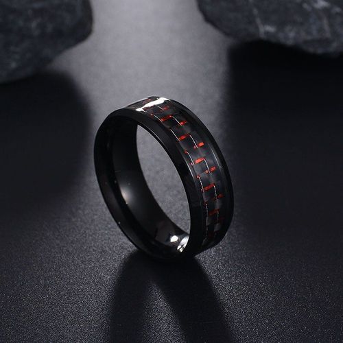 Bague En Fiber De Carbone, Anneau De 8mm, En Acier Inoxydable, Noir, Unisexe, Bijoux, Cadeau De Fête