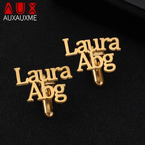 Boutons De Manchette Personnalisés En Acier Inoxydable, 1 Paire, Boutons De Manchette Avec Nom, Pour Chemise Homme, Mariage, Bijoux Cadeau