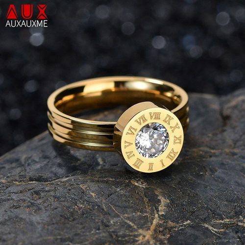 1 Bague + 4 Pièces En Pierre Cz, Bague Interchangeable En Chiffres Romains, Or Rose, Bagues De Fiançailles En Acier Inoxydable Pour Femmes Et Filles