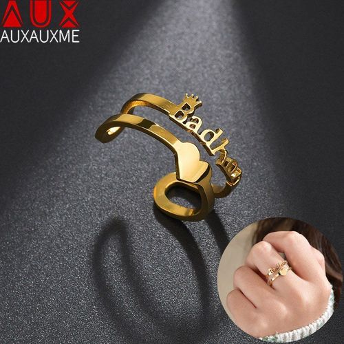 Bague Personnalisée Double Couche Avec Nom, Anneau En Forme De C¿Ur Pour Papa, Maman Et Enfants, Bijoux D'amoureux En Acier Inoxydable, Cadeaux De Fête D'anniversaire