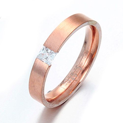 Bague De Fiançailles En Cristal Zircon Simple, 4mm, Or Rose, En Acier Inoxydable, Bijoux De Mariage Pour Femmes Et Filles