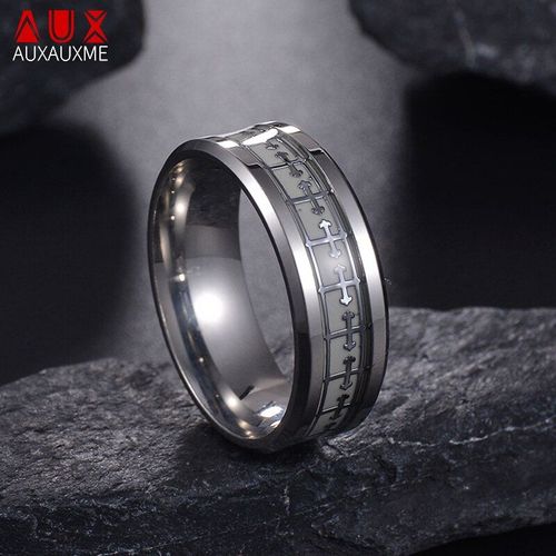 Bague Lumineuse En Titane Et Acier Pour Homme Et Femme, Anneau De Jésus, Croix, Christ, Qui Brille Dans La Nuit, Pour Amoureux De Mariage, Bijoux