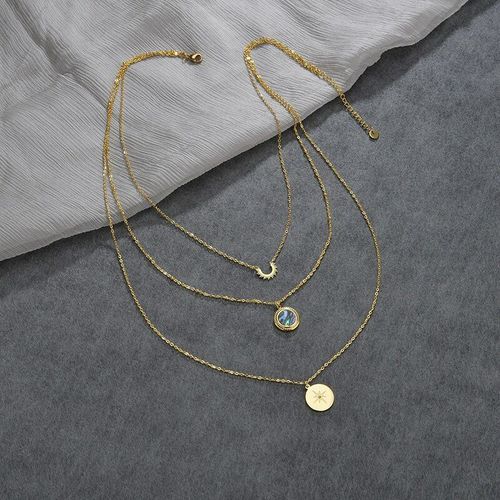 Collier Multicouches Avec Boussole Solaire, Pendentif En Coquillage Coloré, En Acier Inoxydable Pour Femmes, Bijoux De Fête, Cadeaux D'anniversaire, Nouvelle Collection