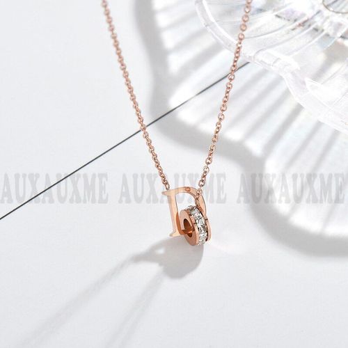 Collier En Zircon Avec Lettre D Pour Femme, Bijoux En Or Rose, En Acier Inoxydable, En Pierre Cz, Cadeau D'anniversaire Pour Petite Amie
