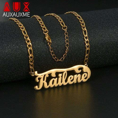 Collier Pendentif Double Nom Personnalisé Hip Hop, Chaîne Figaro En Acier Inoxydable, Plaque Nominative Personnalisée, Ras Du Cou, Bijoux Cadeau