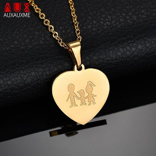 Collier Avec Pendentif En Forme De C¿Ur, En Acier Inoxydable, Avec Mots Gravés, Date, Chaîne Pour Papa, Mon Enfant, Cadeau D'anniversaire, Bijoux
