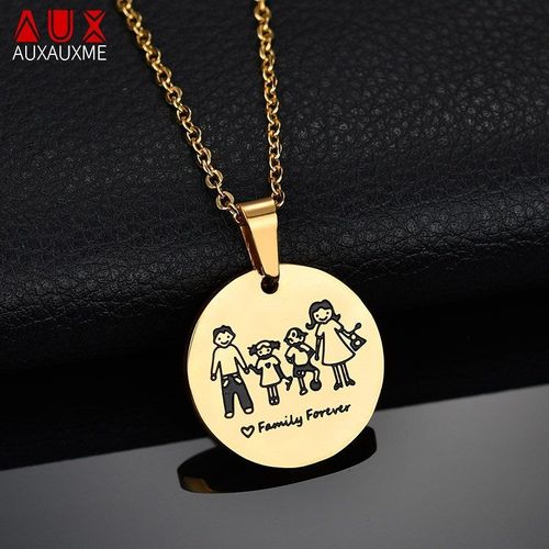 Collier En Acier Inoxydable Avec Gravure Du Nom Et De La Date, Bijou De Famille, Cadeau D'amour Pour Toujours, Papa, Garçon Et Fille