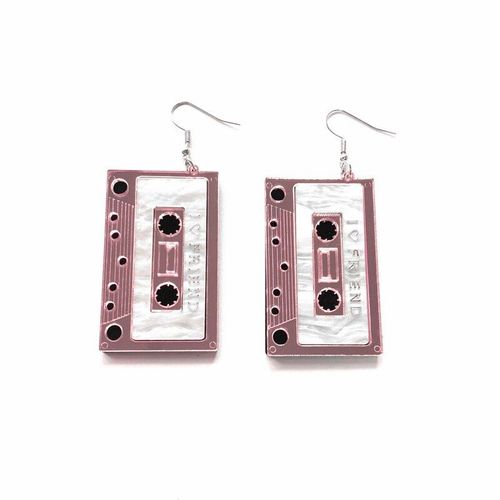 Boucles D'oreilles Créatives Miroir Or Argent Violet Rose Et Motif D'eau Coloré I Love Friend, Boucles D'oreilles Acryliques Pour Femmes
