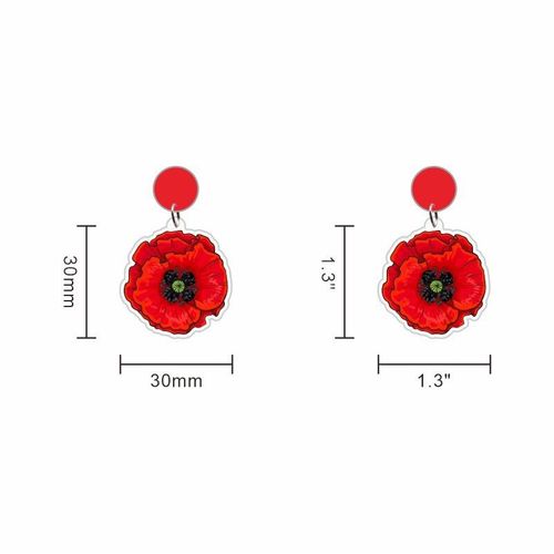 Boucles D'oreilles En Forme De C¿Ur, Pavot Rouge, Croix Noire, Cercle Avec Fleurs, En Acrylique, Romantique, Bouquet, Broche, Bijoux Cadeaux
