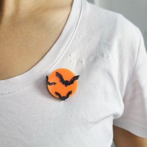 Broche Chat Chauve-Souris Noire En Acrylique, Mignon, Animal, Badge De Vêtements, Sac À Dos Pour Enfants, Icône Broches, Épingle À Revers, Sac De Vêtements Pour Femmes, Accessoires