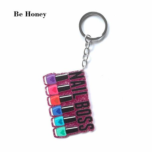 Porte-Clé Avec Vernis À Ongles En Acrylique, Impression Uv, Violet, Créatif, Pendentif, Hip Hop, Punk, Mode, Bijoux, Cadeau