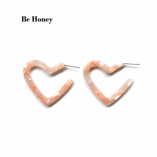 Boucles D'oreilles En Forme De C¿Ur Pour Femme, Bijoux En Résine, Motif Marbre Rose, Cadeau Romantique Pour La Saint-Valentin