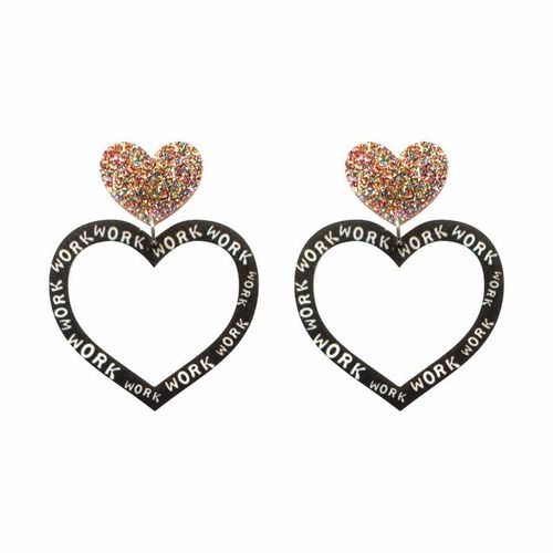 Boucles D&#39oreilles En Forme De C¿Ur Ajouré Jaune, Pendentifs Ronds En Forme D&#39arc-En-Ciel Avec Visage Souriant, Tendance, En Acrylique