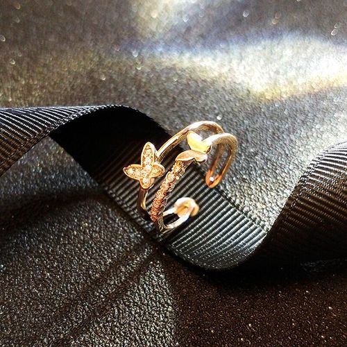 Bagues Papillon En Or Rose 14k Pour Femmes, Accessoires De Conception À Ouverture Réglable, Bijoux En Zircon Brillant, Cadeau De Mariage, Tendance