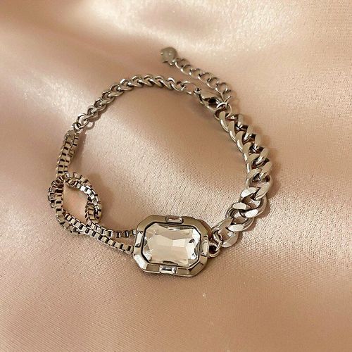 Bracelet En Cristal Plaqué Argent Pour Femmes Et Filles, Bijoux De Mode Coréenne, Accessoires, Cadeau En Zircon Aaa