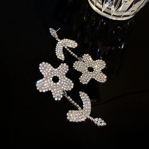 Boucles D'oreilles En Zircon Pour Femmes, Plaqué Argent Fin, Exagéré, Fleurs, Goutte D'eau, Bijoux Pour Filles, Aaa Zircone, Aiguille En Argent S925, Nouvelle Mode