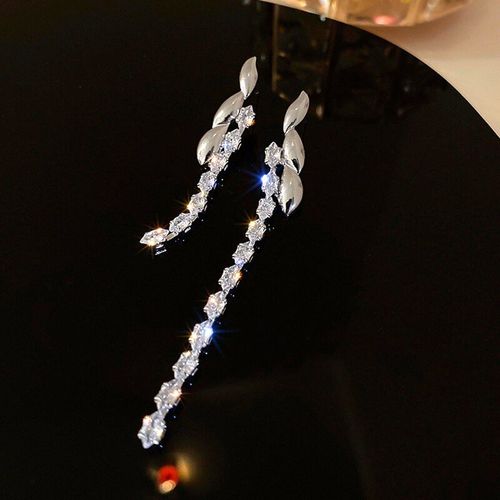 Boucles D'oreilles En Cristal Plaqué Argent Pour Femmes, Bijoux Asymétriques, Mode Coréenne, Aiguille En Argent S925, Zircon Aaa