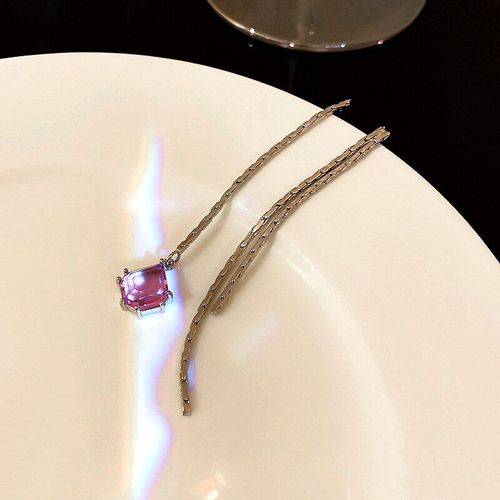 Boucles D'oreilles En Argent Plaqué Fin Et Zircon Violet Pour Femmes Et Filles, Bijoux Asymétriques, Aiguille En Argent Aaa S925, Nouvelle Mode