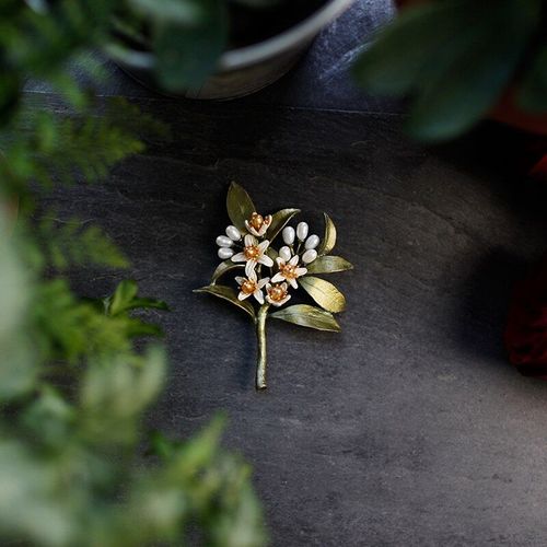 Broche Fleur Orange De Haute Qualité, Accessoires Pour Vêtements Vintage Pour Femmes, Perles Fleur, Cadeau