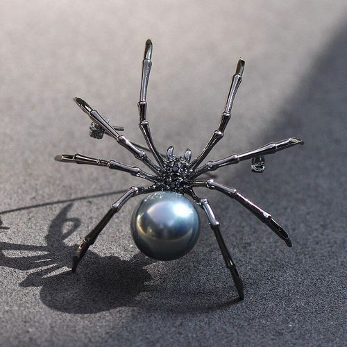 Broches En Forme D'araignée Pour Femmes, Bijoux En Perles, Couleur Noire, Accessoires À La Mode, Été