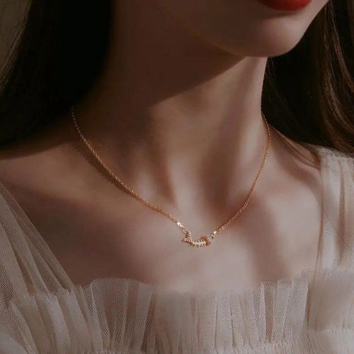 Collier En Arête De Poisson Pour Fille, Mignon, À La Mode, Clavicule, Chaîne, Design Simple, Strass, Cadeau Pour Petite Amie, Étudiante