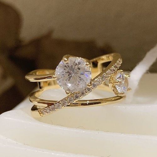 Bagues Gothiques En Zircon Doré Pour Femmes, Anneau Ouvert Carré En Métal Ajouré, Bijoux Brillants À La Mode, De Luxe, De Fête D'étudiant, Nouvelle Collection