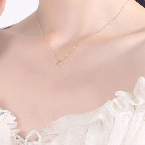 Collier Semi-Strass À La Mode Pour Femmes, Pendentif Carré Géométrique, Ras Du Cou, Clavicule, Bijoux, Cadeau, Nouvelle Collection