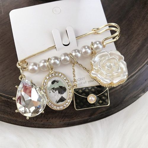 Broches En Tissu Perlé Et Cristal Pour Femmes, Bijoux, Vintage, Baroque, Fleur, Talons Hauts, Pendentif De Sac, Chaîne, Gland, Cadeaux
