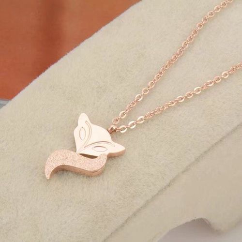 Collier Avec Pendentif En Acier Inoxydable Pour Femme, Adorable Bijou Ras Du Cou En Forme D&#39animal, Couleur Or Rose