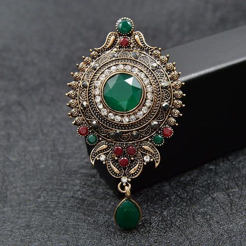 Broche Ronde Vintage Avec Strass Pour Femmes, 4 Couleurs Disponibles, Grande Broche À Motif Rétro, Haute Qualité, Nouveauté 2020