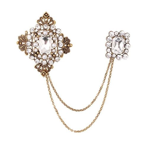 Broche Vintage À Pampilles En Métal Pour Femmes Et Hommes, Grande Broche En Cristal Avec Strass, Accessoires Pour Manteau, Nouvelle Collection