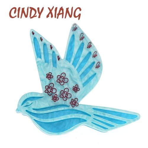 Broche D'oiseau En Acrylique Bleu, Jolie Broche D'animal, Fleur, Bijoux D'hiver, Accessoires De Haute Qualité
