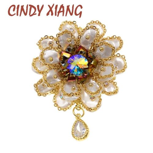 Broches En Coquillage Et Cristal Pour Femmes, Élégantes, À La Mode, En Or, Cadeau De Mariage