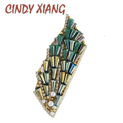 Broche En Feuille De Cristal Pour Femme, Bijou Fait À La Main, Accessoires De Manteau, Broche De Mariage, Couleur Verte
