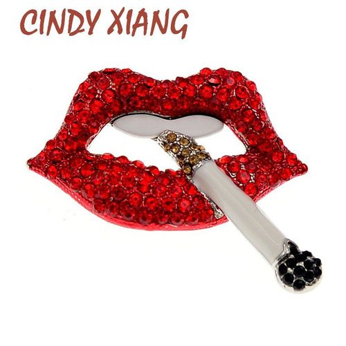 Broches À Lèvres En Cristal Rouge, En Émail, Sexy, Strass, En Forme De Bouche, Bijoux À Clips, Cadeaux Pour Femmes