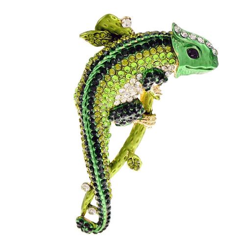 Broche En Forme De Lézard Strass, Grand Animal, 3 Couleurs Disponibles, Matériau En Alliage, Accessoires Pour Manteau D'hiver, Haute Qualité