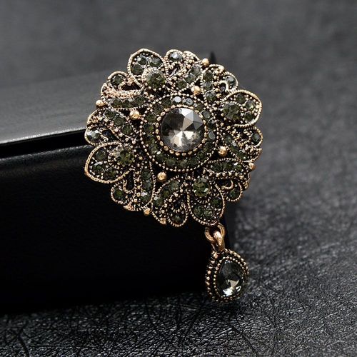 Broches À Strass Pour Femmes, Nouvelle Collection, Pendentif Noir Rétro, Accessoires De Luxe Pour Manteau, Cadeau