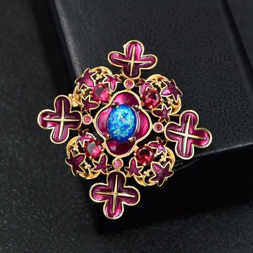 Broches Croisées En Émail Pour Femmes, Style Cassé, Pierre Bleue, Baroque, Cubique, Bijoux De Luxe, Haute Qualité