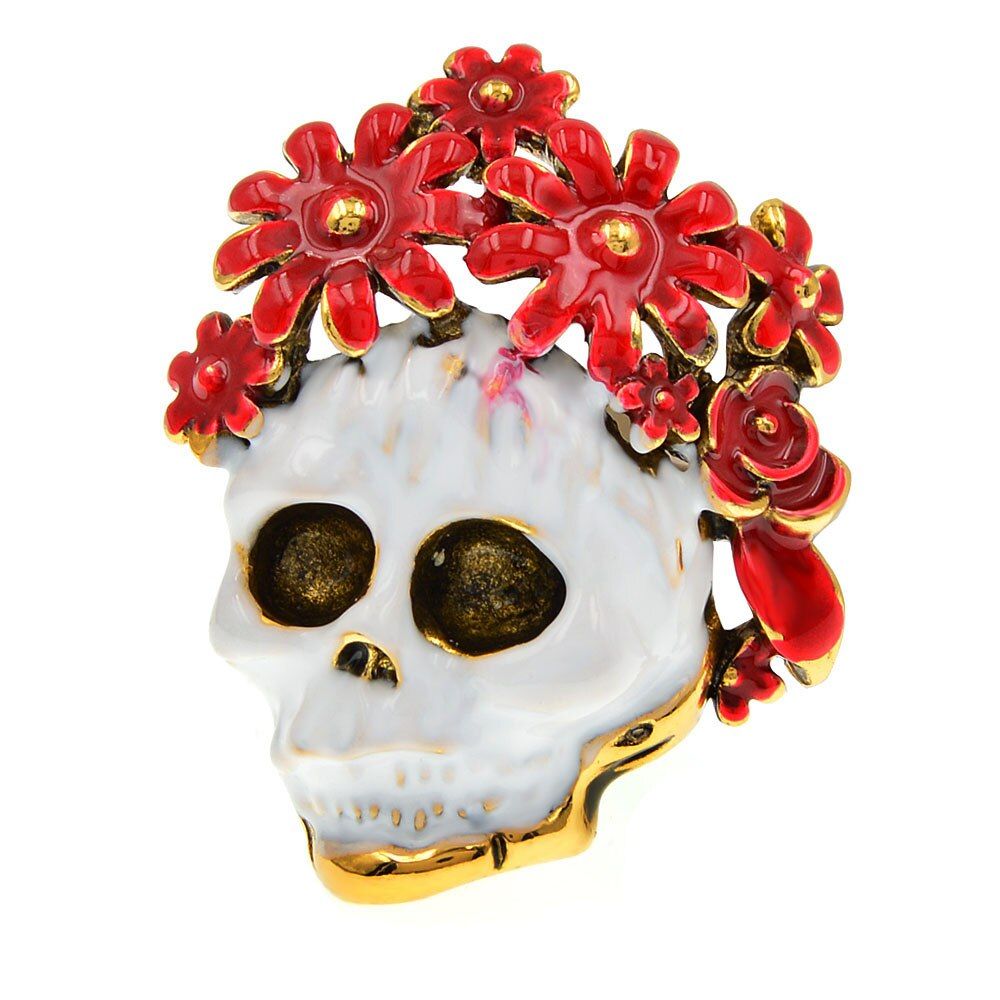 Broches Tête De Mort En Émail Pour Hommes Et Femmes, Nouveau, Crâne, Fleur, Zombie, Mariée, Squelette, Épingles, Bijoux, 3 Couleurs, Cadeaux