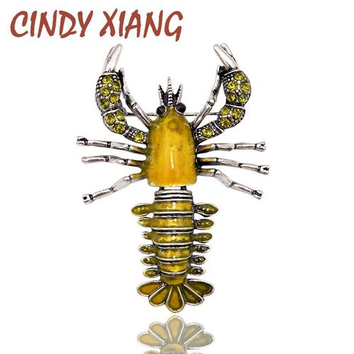 Broches À Homard En Émail Jaune Pour Femmes, Vintage, Animal Vif, Accessoires De Manteau, Bon Cadeau Pour Enfants