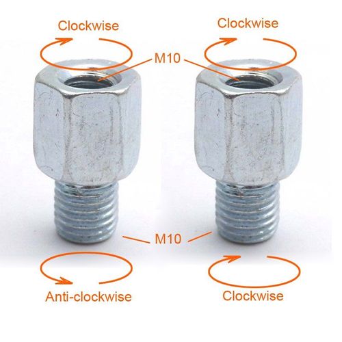 Paire Scooter Moto Rétroviseur Arrière Adaptateurs M10 10mm M8 8mm 6mm Dans Le Sens Des Aiguilles D'une Montre Dans Le Sens Inverse Des Aiguilles D'une Montre Droite Gauche Filetage Changement De Vis